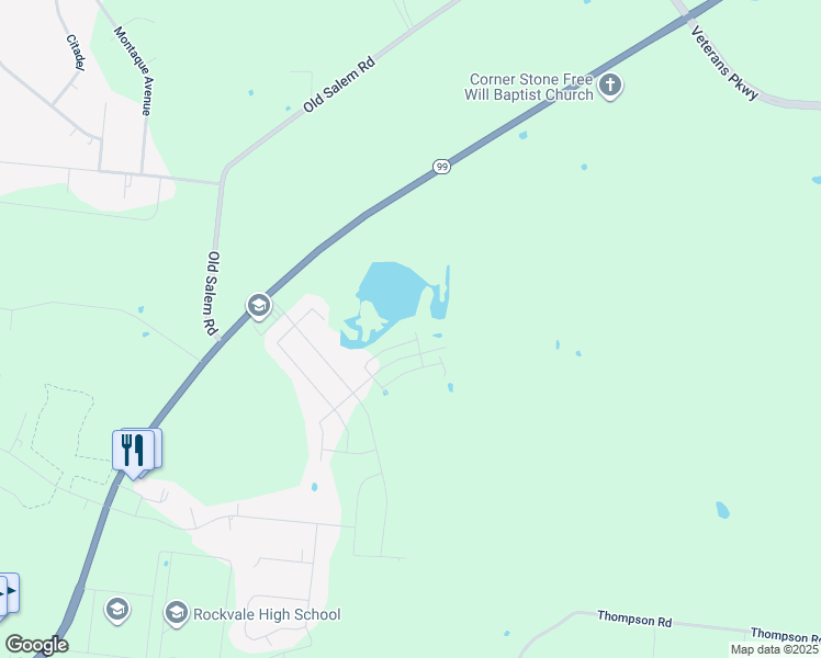 map of restaurants, bars, coffee shops, grocery stores, and more near 5875 State Highway 99 in Rockvale