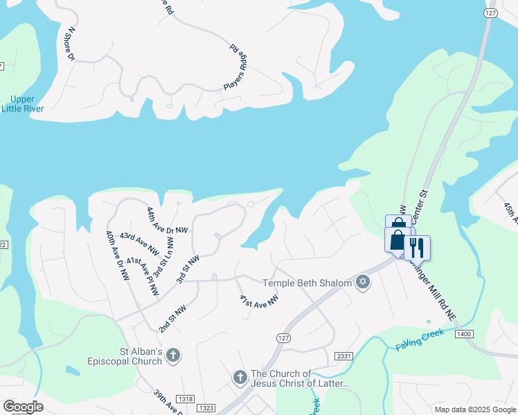 map of restaurants, bars, coffee shops, grocery stores, and more near 281 44th Avenue Circle Northwest in Hickory