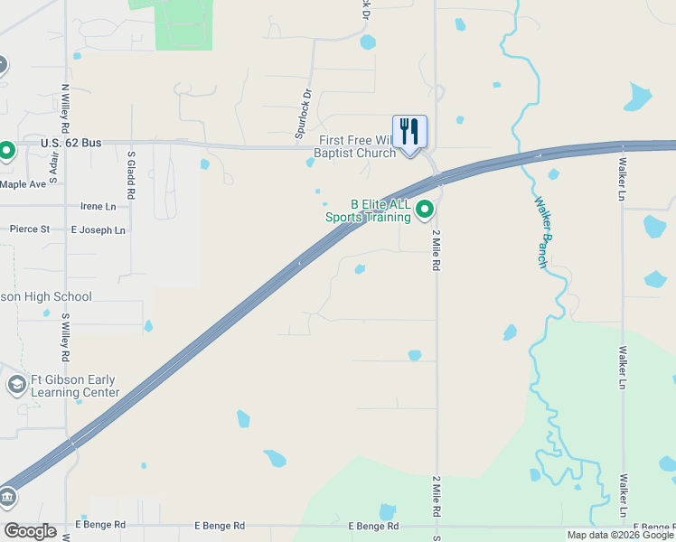 map of restaurants, bars, coffee shops, grocery stores, and more near 1499 Mill Rd in Fort Gibson
