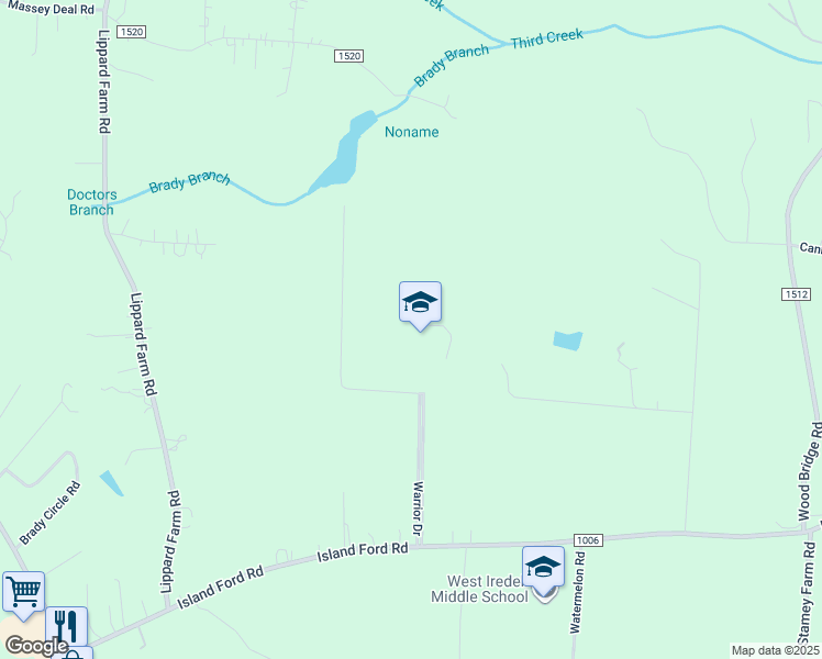 map of restaurants, bars, coffee shops, grocery stores, and more near 213 Warrior Drive in Statesville
