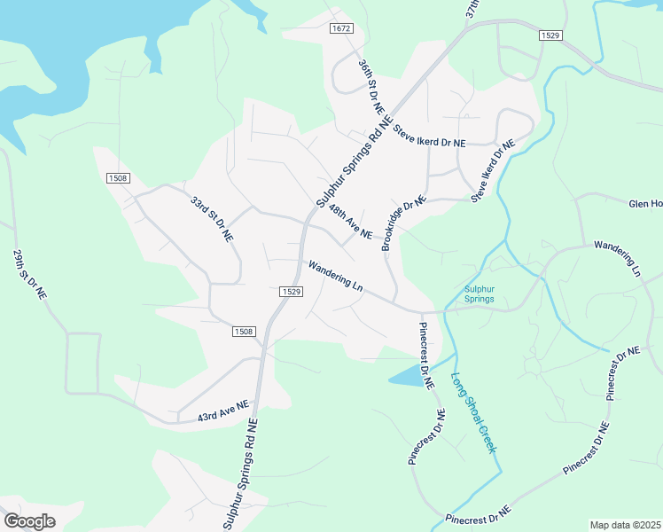 map of restaurants, bars, coffee shops, grocery stores, and more near 3543 Wandering Lane in Hickory