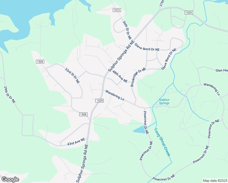map of restaurants, bars, coffee shops, grocery stores, and more near 3543 Wandering Lane in Hickory
