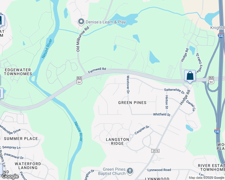 map of restaurants, bars, coffee shops, grocery stores, and more near 104 Grayson Court in Knightdale