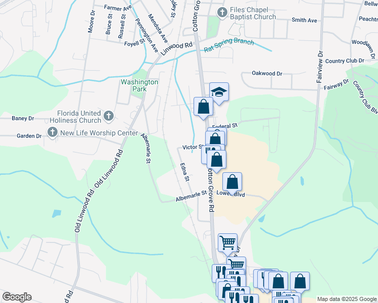 map of restaurants, bars, coffee shops, grocery stores, and more near 9 Edna Street in Lexington