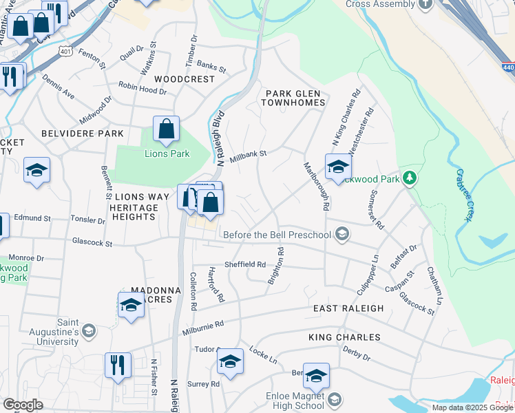 map of restaurants, bars, coffee shops, grocery stores, and more near 1118 Summerkings Court in Raleigh