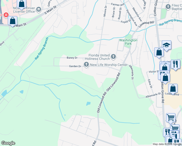 map of restaurants, bars, coffee shops, grocery stores, and more near 294 Montclair Drive in Lexington