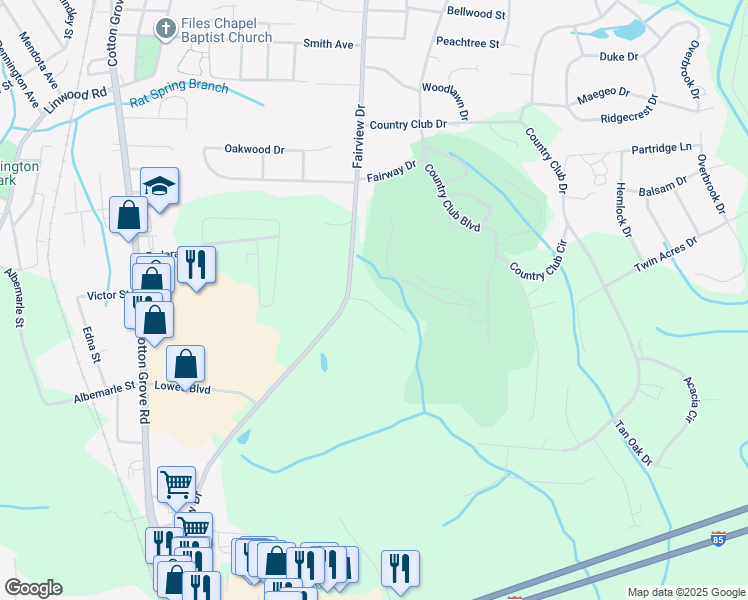 map of restaurants, bars, coffee shops, grocery stores, and more near 99 Highgate Lane in Lexington