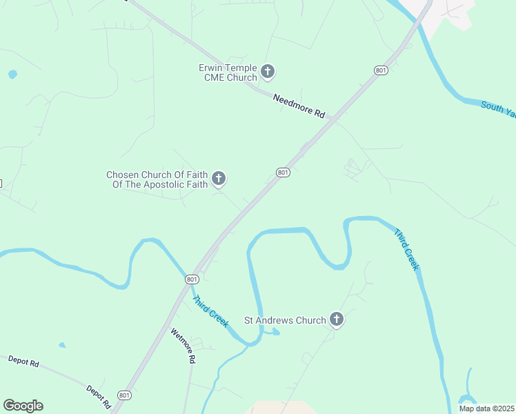 map of restaurants, bars, coffee shops, grocery stores, and more near 925 North Carolina 801 in Woodleaf