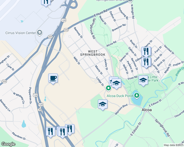 map of restaurants, bars, coffee shops, grocery stores, and more near 1555 Lodge St in Alcoa