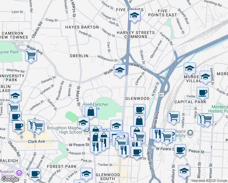 map of restaurants, bars, coffee shops, grocery stores, and more near 761 Bishops Park Drive in Raleigh