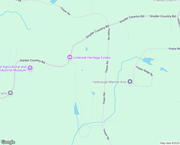 map of restaurants, bars, coffee shops, grocery stores, and more near 2317 Thayer Road in Trinity