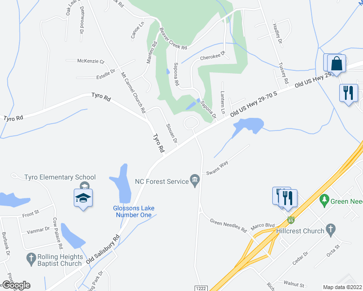 map of restaurants, bars, coffee shops, grocery stores, and more near 2968 Old Salisbury Road in Lexington
