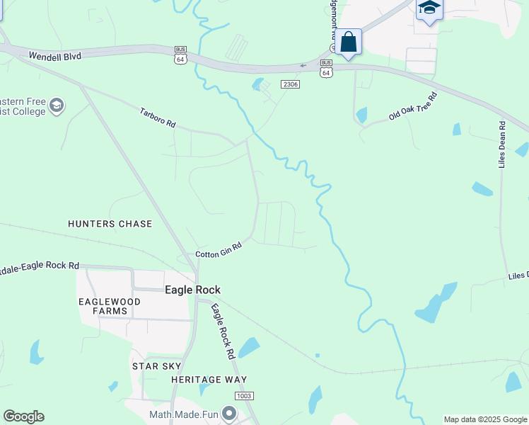 map of restaurants, bars, coffee shops, grocery stores, and more near 633 Dorado Road in Wendell
