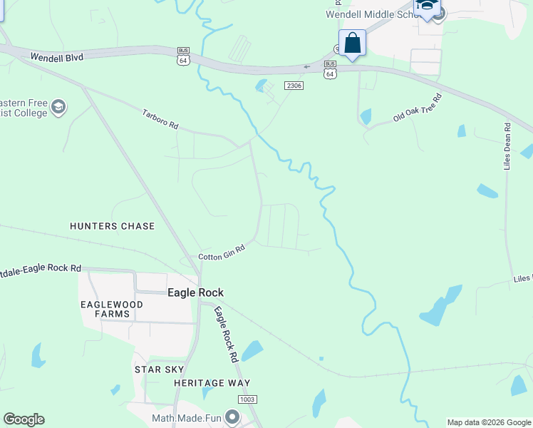 map of restaurants, bars, coffee shops, grocery stores, and more near 633 Dorado Road in Wendell