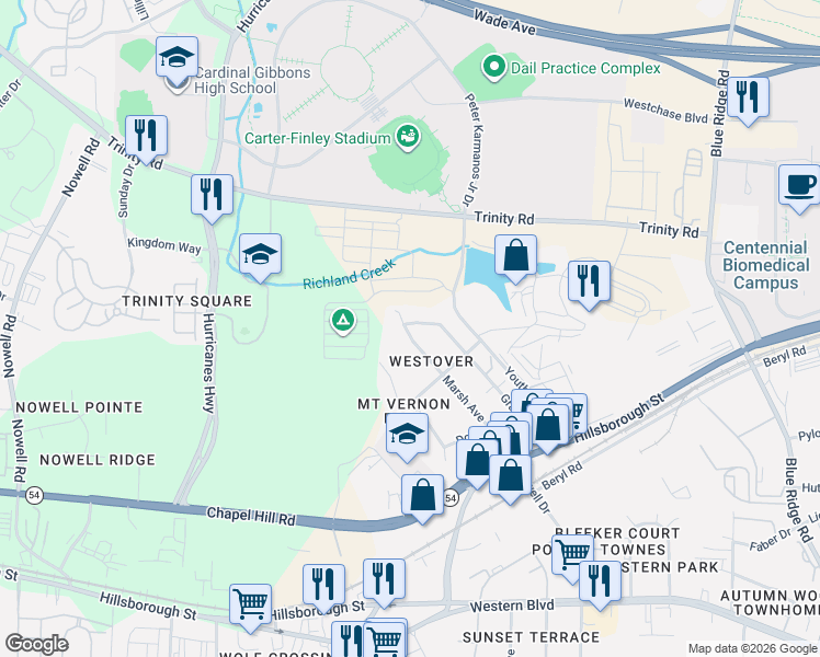 map of restaurants, bars, coffee shops, grocery stores, and more near 316 Gary Street in Raleigh