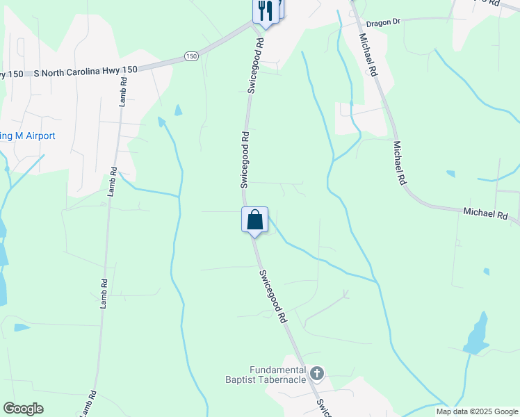 map of restaurants, bars, coffee shops, grocery stores, and more near 224 Creekview Lane in Linwood