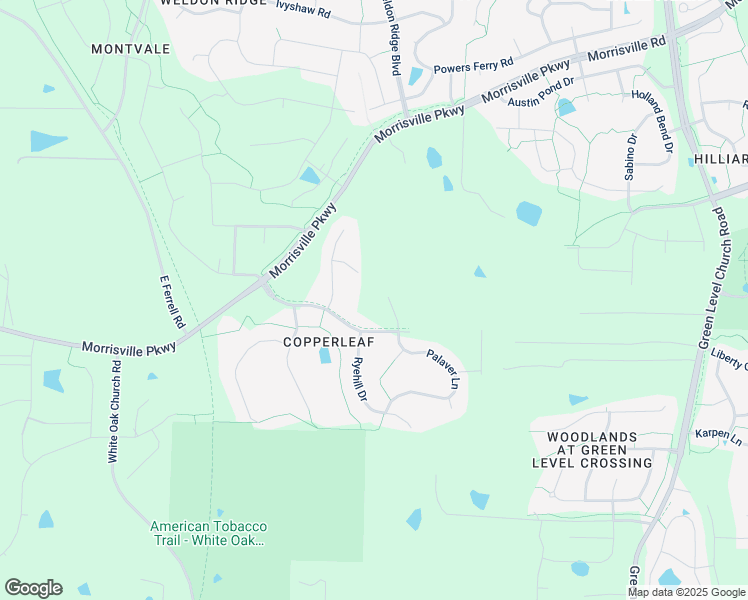 map of restaurants, bars, coffee shops, grocery stores, and more near 6716 Palaver Lane in Cary