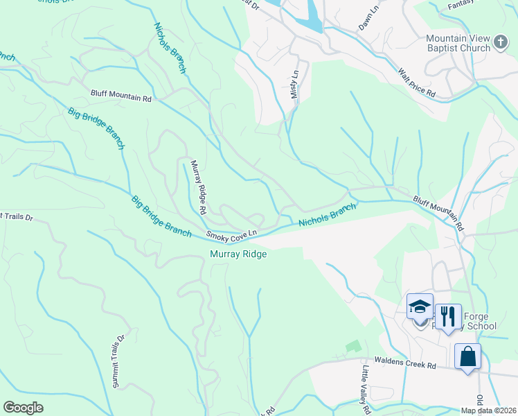 map of restaurants, bars, coffee shops, grocery stores, and more near 2118 Jeans Way in Sevierville