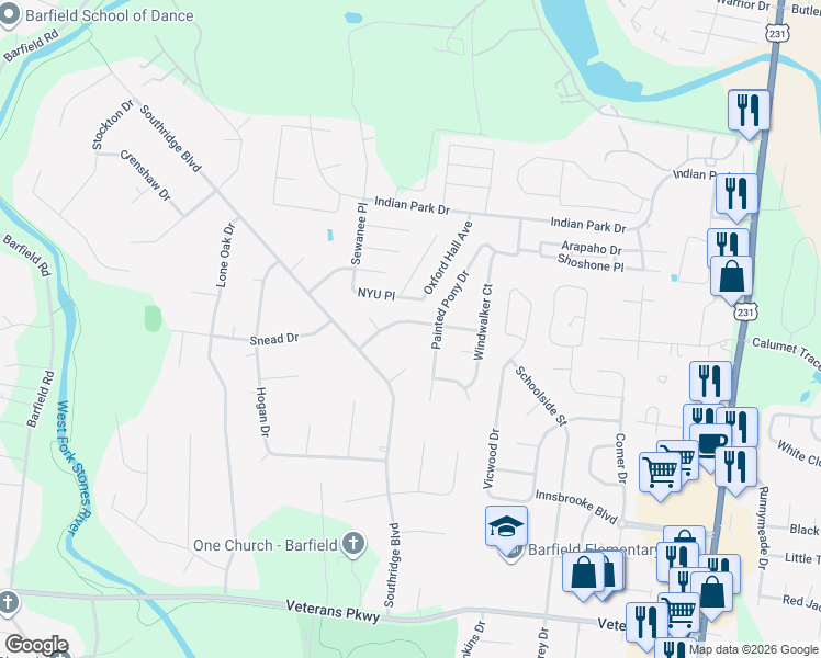 map of restaurants, bars, coffee shops, grocery stores, and more near 1012 Crystal Bear Trail in Murfreesboro