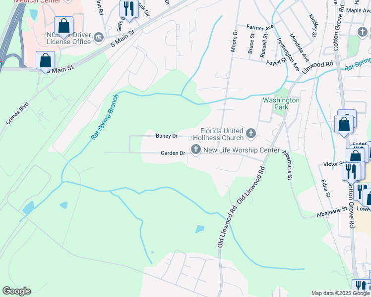 map of restaurants, bars, coffee shops, grocery stores, and more near 252 Garden Drive in Lexington