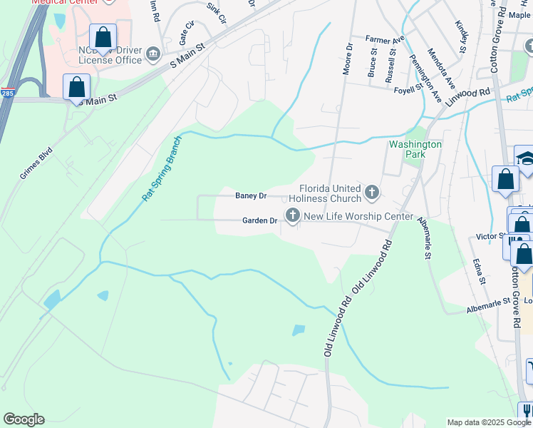 map of restaurants, bars, coffee shops, grocery stores, and more near 290 Garden Dr in Lexington