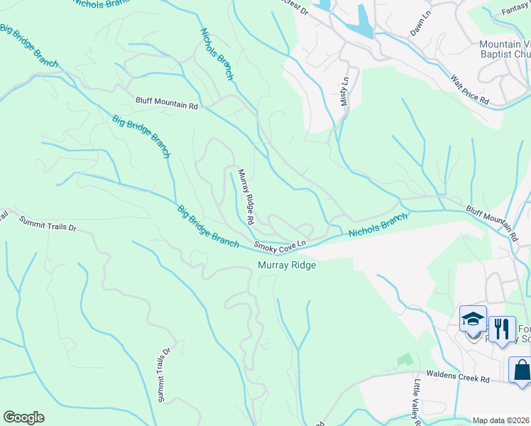map of restaurants, bars, coffee shops, grocery stores, and more near 2940 Raven Fork Circle in Sevierville