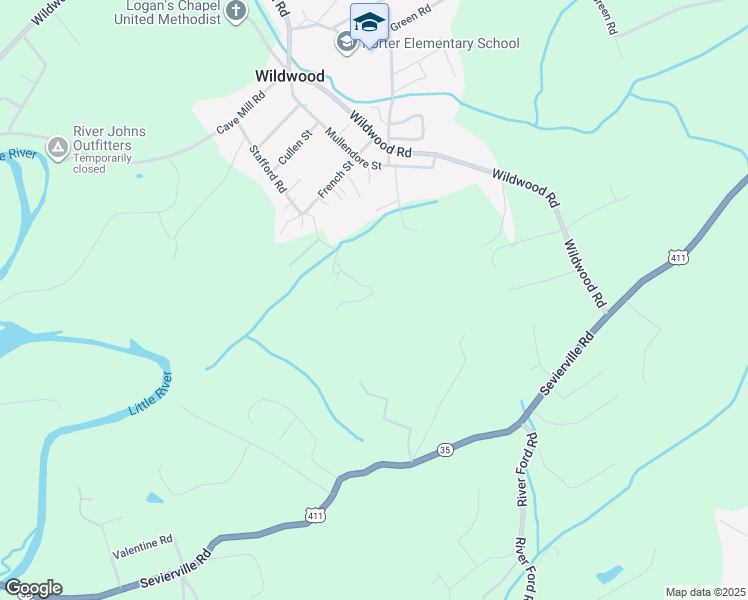 map of restaurants, bars, coffee shops, grocery stores, and more near 4453 Stafford Road in Maryville