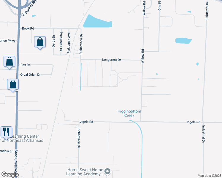 map of restaurants, bars, coffee shops, grocery stores, and more near 3711 Hargis Drive in Jonesboro