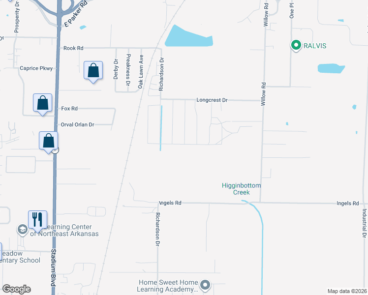map of restaurants, bars, coffee shops, grocery stores, and more near 3901 Saddlecrest Drive in Jonesboro