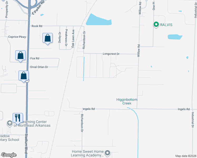 map of restaurants, bars, coffee shops, grocery stores, and more near 3901 Saddlecrest Drive in Jonesboro
