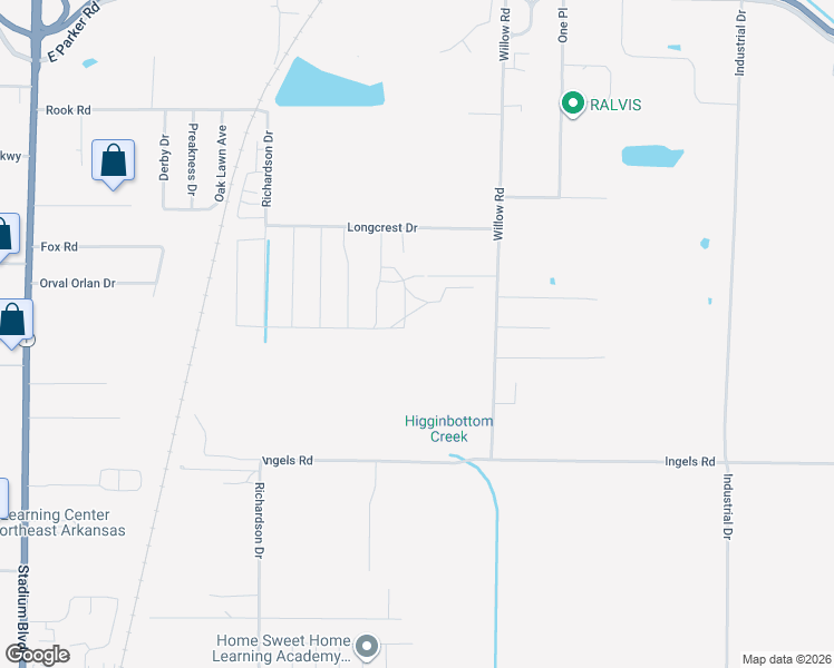 map of restaurants, bars, coffee shops, grocery stores, and more near 4001 Willow Road in Jonesboro