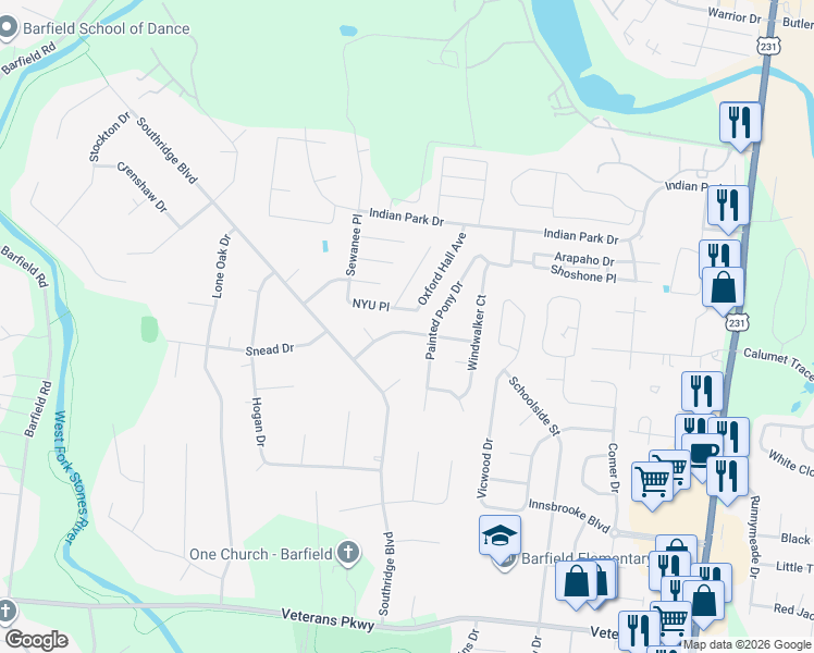 map of restaurants, bars, coffee shops, grocery stores, and more near 1012 Crystal Bear Trail in Murfreesboro
