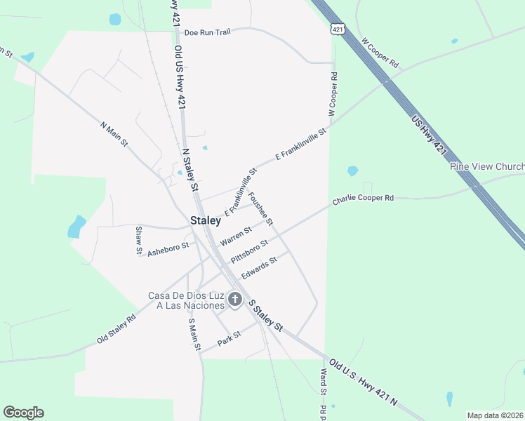 map of restaurants, bars, coffee shops, grocery stores, and more near 199 Pittsboro Street in Staley
