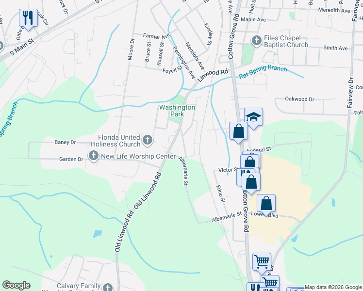 map of restaurants, bars, coffee shops, grocery stores, and more near 498 Albemarle Street in Lexington