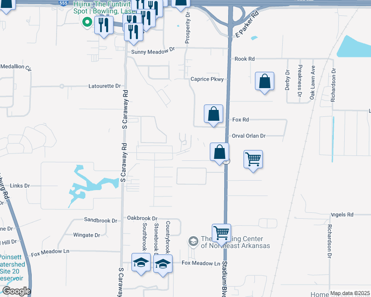 map of restaurants, bars, coffee shops, grocery stores, and more near 2621 Glenn Cove in Jonesboro