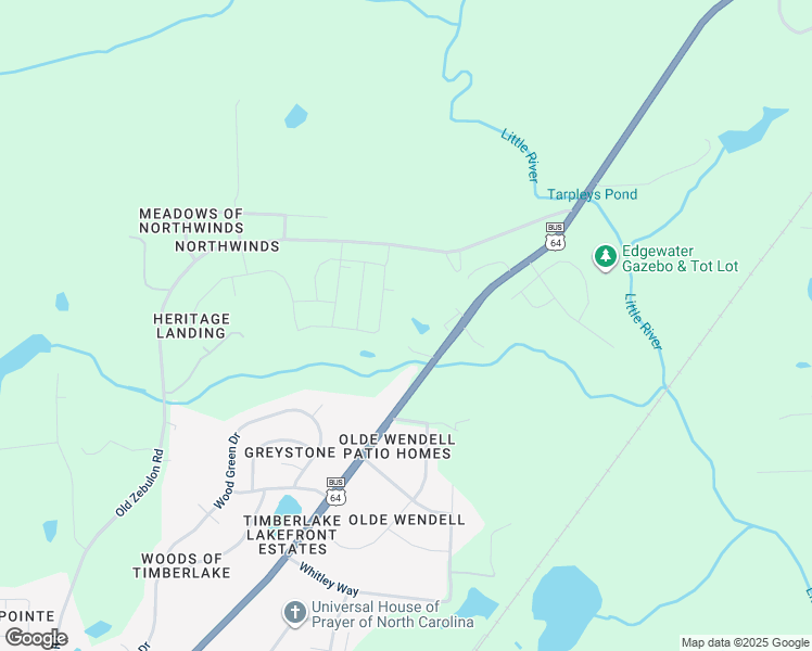 map of restaurants, bars, coffee shops, grocery stores, and more near 4821 Wendell Boulevard in Wendell