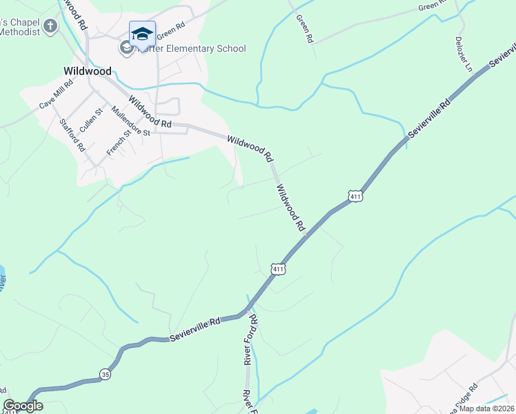 map of restaurants, bars, coffee shops, grocery stores, and more near 5004 Wildwood Road in Maryville