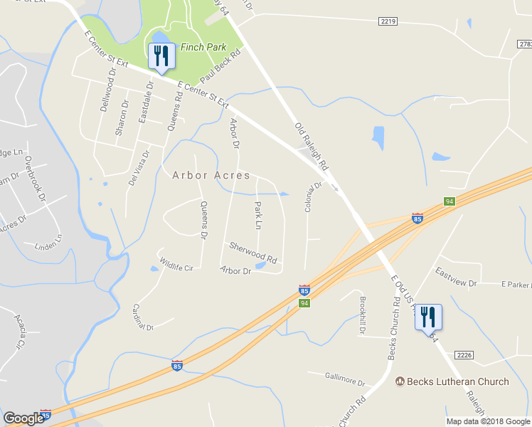 map of restaurants, bars, coffee shops, grocery stores, and more near 111 Park Lane in Lexington