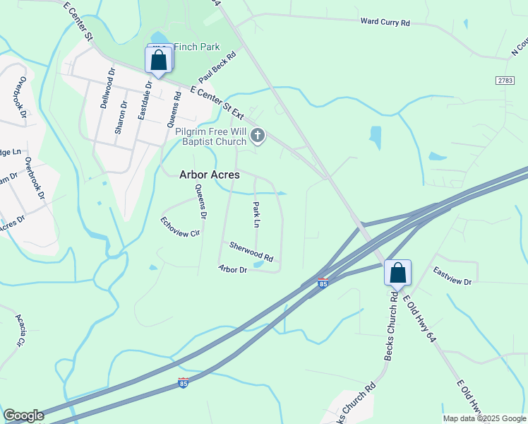 map of restaurants, bars, coffee shops, grocery stores, and more near 111 Park Lane in Lexington