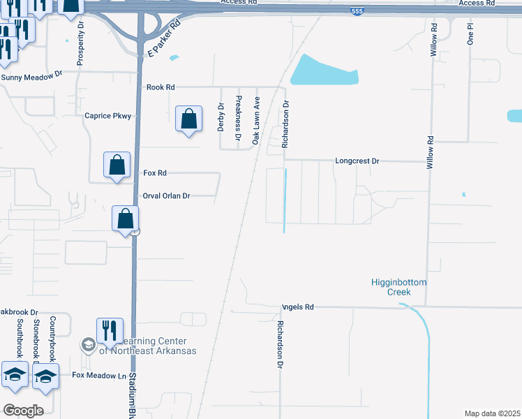 map of restaurants, bars, coffee shops, grocery stores, and more near 3847 Turfway Drive in Jonesboro