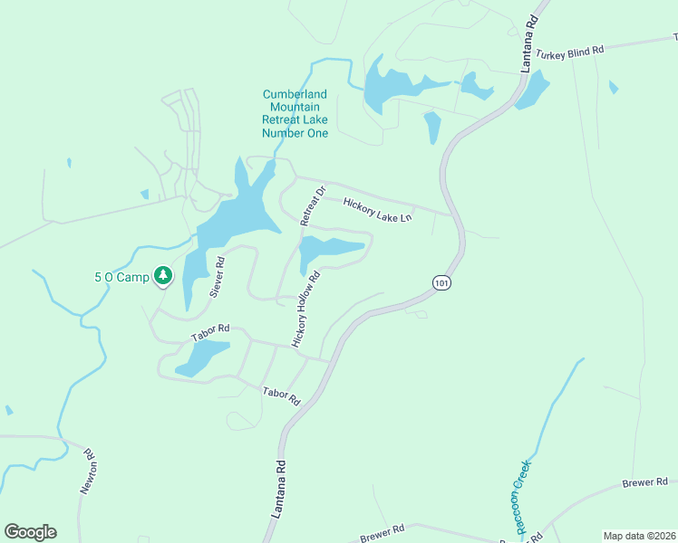 map of restaurants, bars, coffee shops, grocery stores, and more near Hickory Hollow Road in Crossville