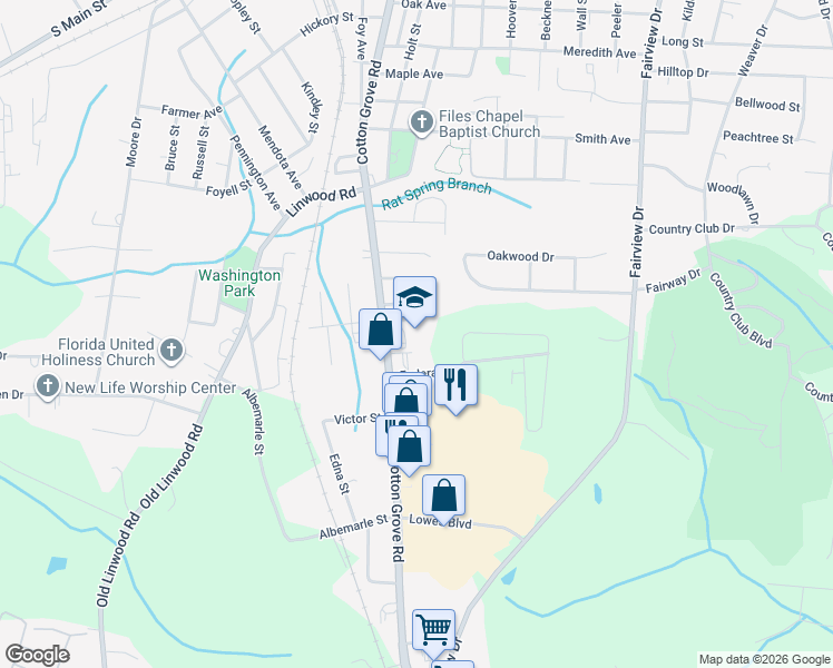 map of restaurants, bars, coffee shops, grocery stores, and more near 1000 Cotton Grove Road in Lexington