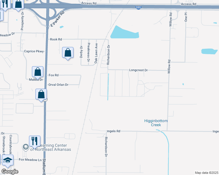 map of restaurants, bars, coffee shops, grocery stores, and more near 3856 Bridlewood Drive in Jonesboro