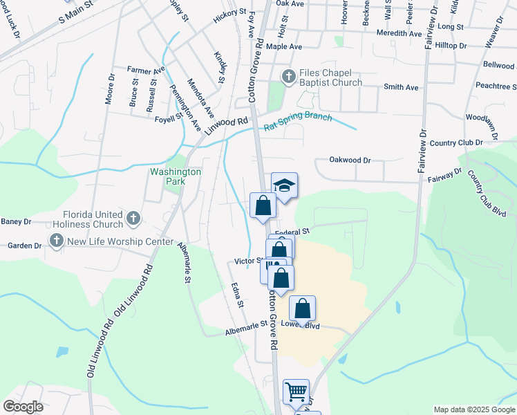 map of restaurants, bars, coffee shops, grocery stores, and more near 1001 Cotton Grove Road in Lexington