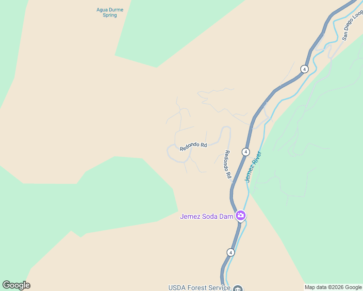 map of restaurants, bars, coffee shops, grocery stores, and more near 645 Redondo Road in Jemez Springs