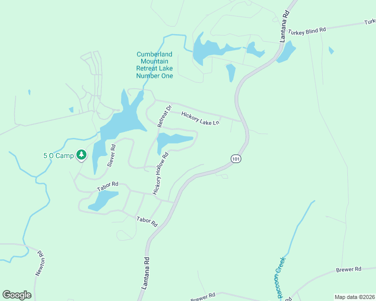map of restaurants, bars, coffee shops, grocery stores, and more near Hickory Hollow Road in Crossville