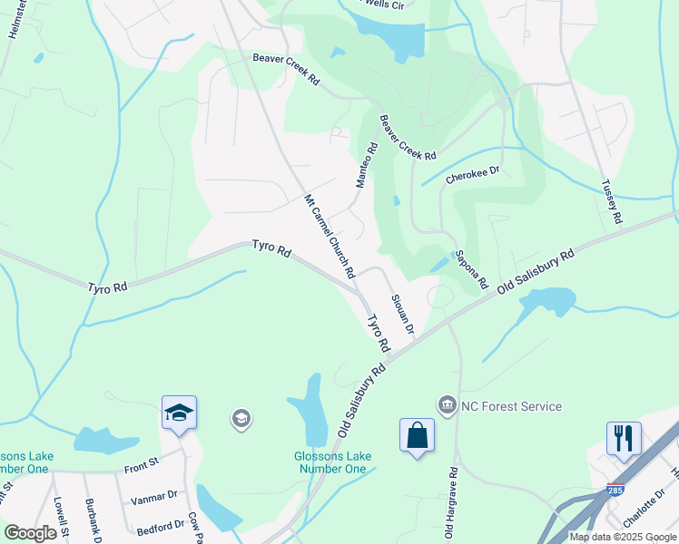 map of restaurants, bars, coffee shops, grocery stores, and more near 135 Mount Carmel Church Road in Lexington