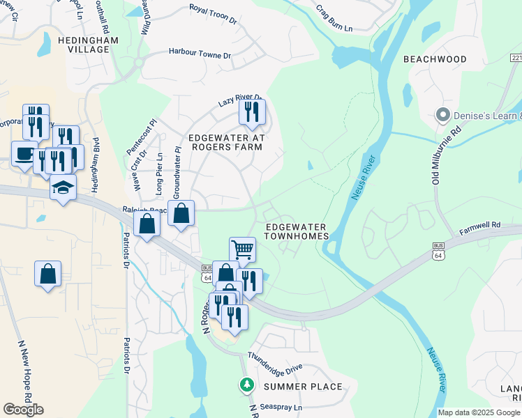 map of restaurants, bars, coffee shops, grocery stores, and more near 2001 Mirror Drive in Raleigh