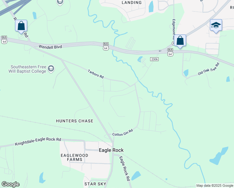 map of restaurants, bars, coffee shops, grocery stores, and more near 1549 Level Stream Road in Wendell