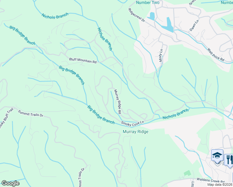 map of restaurants, bars, coffee shops, grocery stores, and more near 2755 Murray Ridge Road in Sevierville
